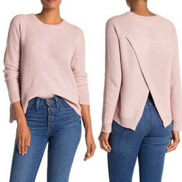 Madewell Sweaters - Madewell Dusty Pink Knit Sweater Lay Over Back